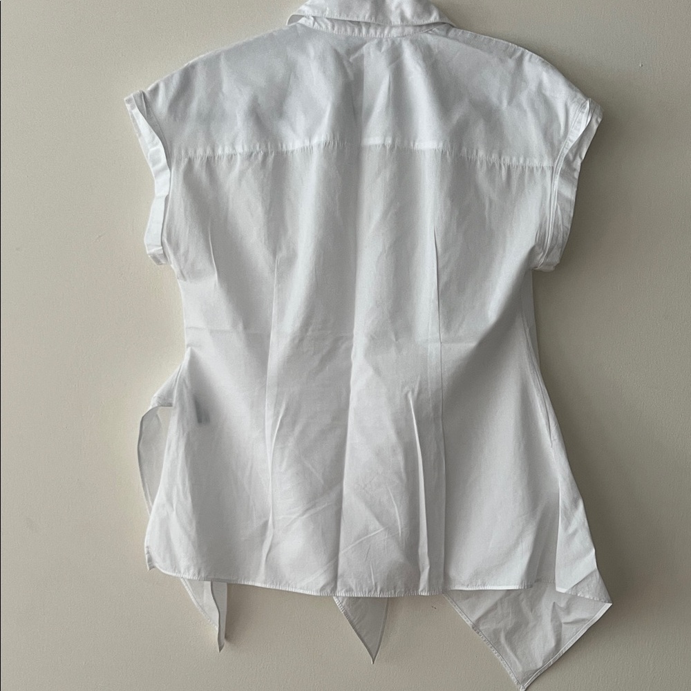 Zara White Asymmetrical Button-Down Shirt - Picture 3 of 3